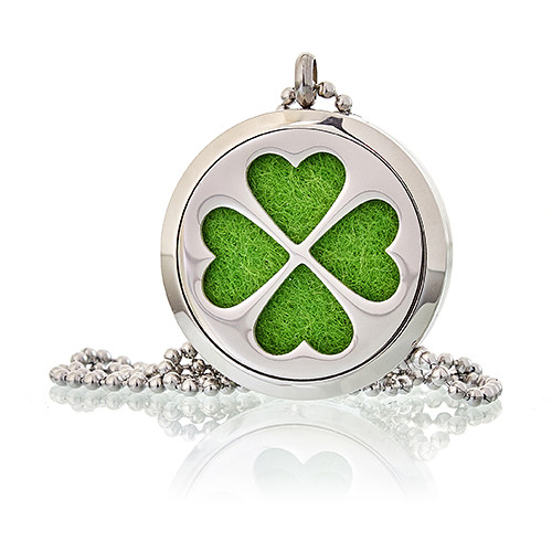 Four Leaf Clover Aromatherapy Diffuser Necklace 30mm Essential Oil Pendant