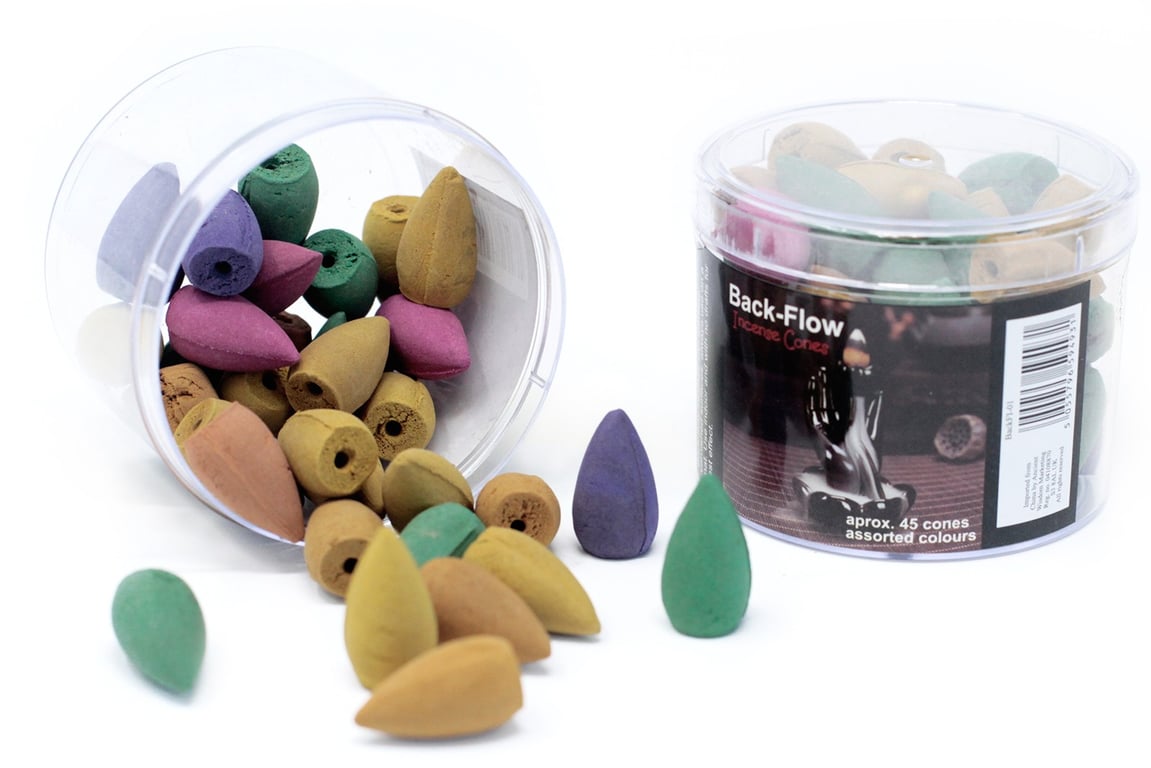Assorted Back Flow Incense Cones (45) - Natural Home Aromatherapy and Meditation Sticks