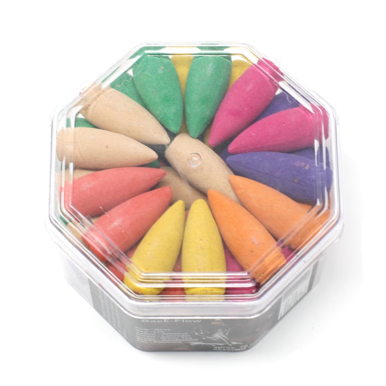 Long Backflow Incense Cones - Assorted Fragrances, 30 Min Burning Time