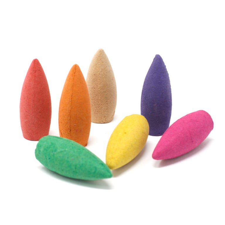Long Backflow Incense Cones - Assorted Fragrances, 30 Min Burning Time