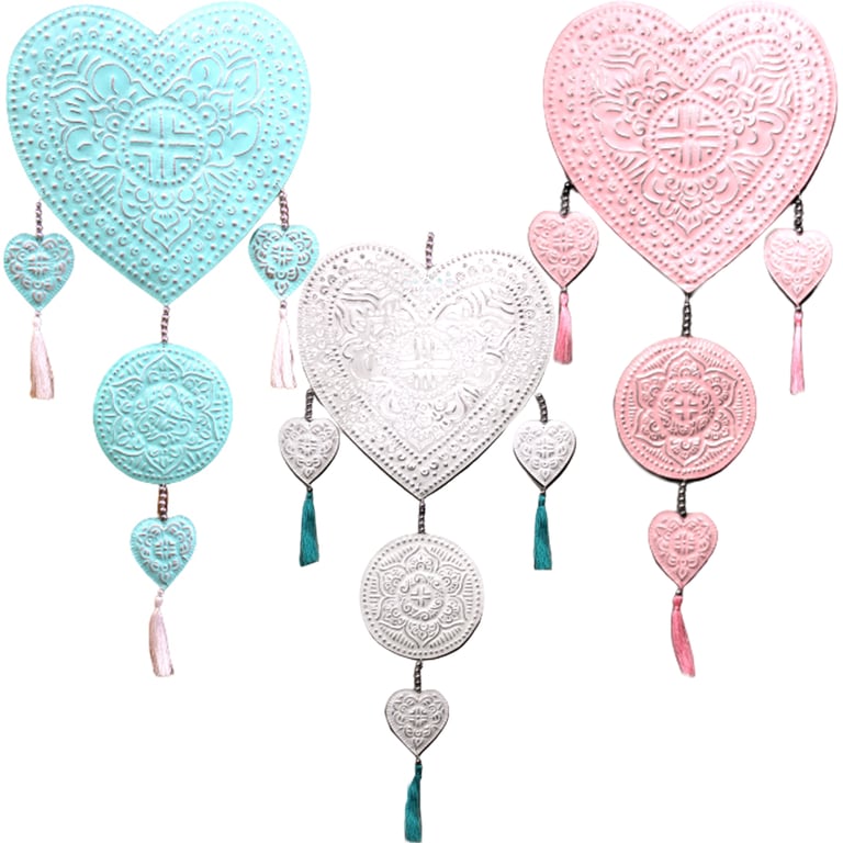 Decorative Aluminium Mobiles - Heart Shaped Assorted Colour Metal Home Decor