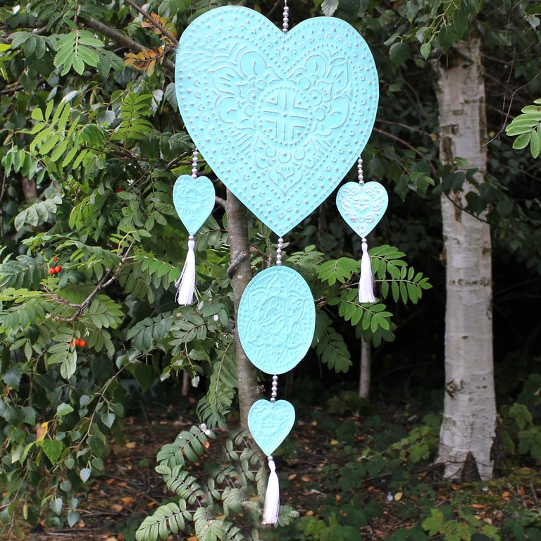 Decorative Aluminium Mobiles - Heart Shaped Assorted Colour Metal Home Decor