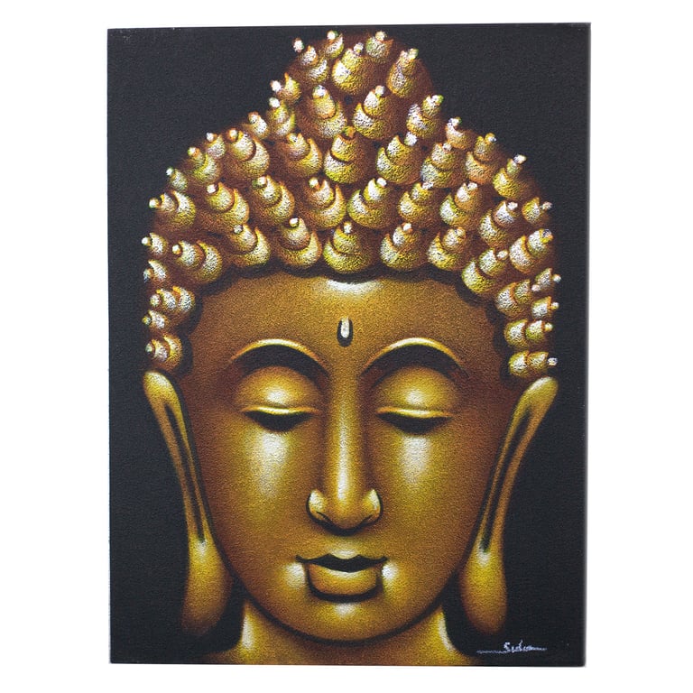 Gold Sand Finish Buddha Painting - Artistic Decor by UniqueArtCo