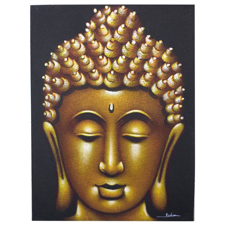 Gold Sand Finish Buddha Painting - Artistic Decor by UniqueArtCo