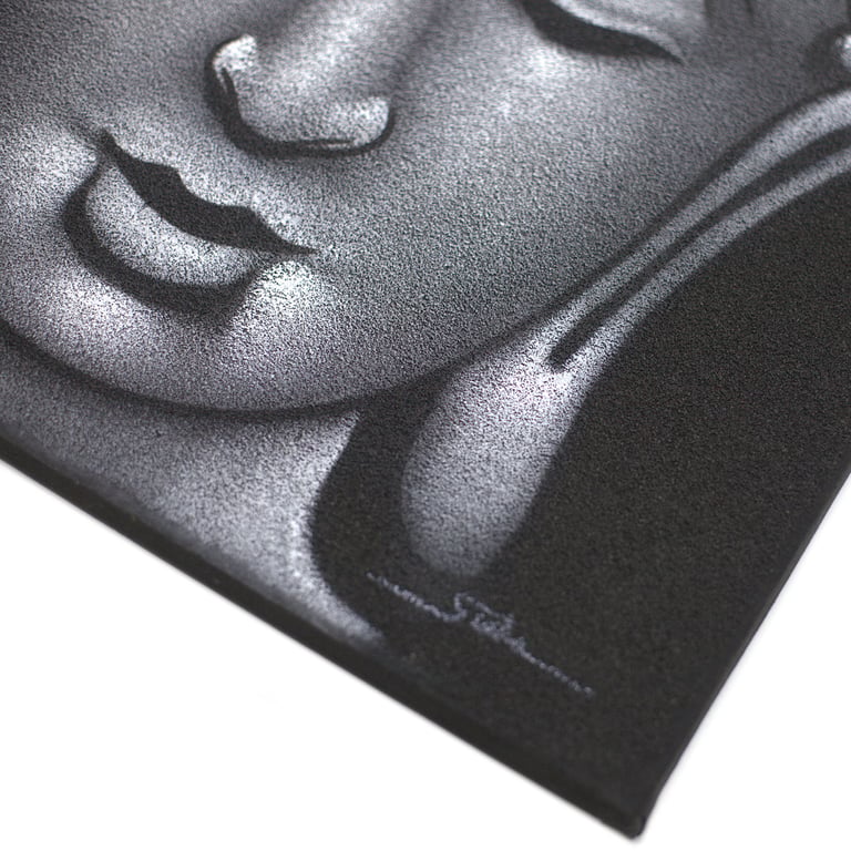 Grey Sand Finish Buddha Painting - Artistic Decorative Wall Art