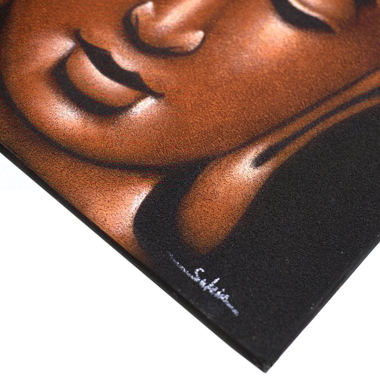 Copper Sand Finish Buddha Painting - Artistic Decorative Wall Accessory