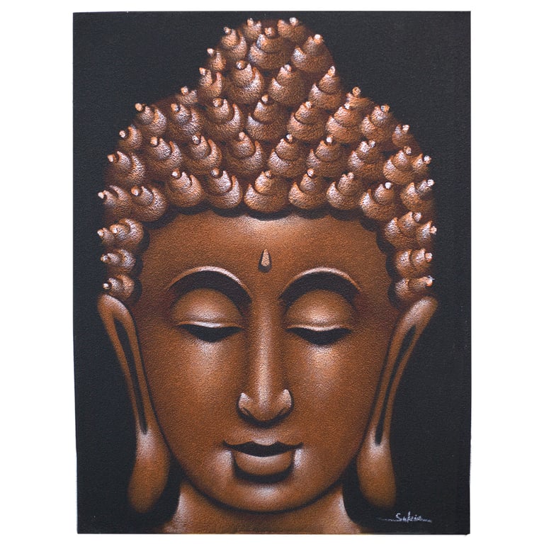 Copper Sand Finish Buddha Painting - Artistic Decorative Wall Accessory