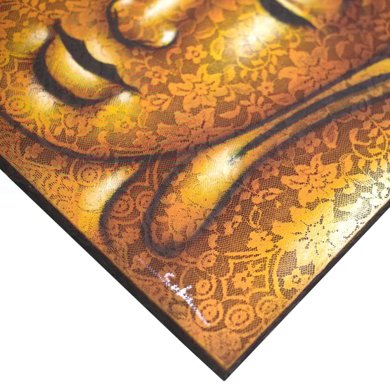 Gold Brocade Detail Buddha Painting - Authentic Artwork