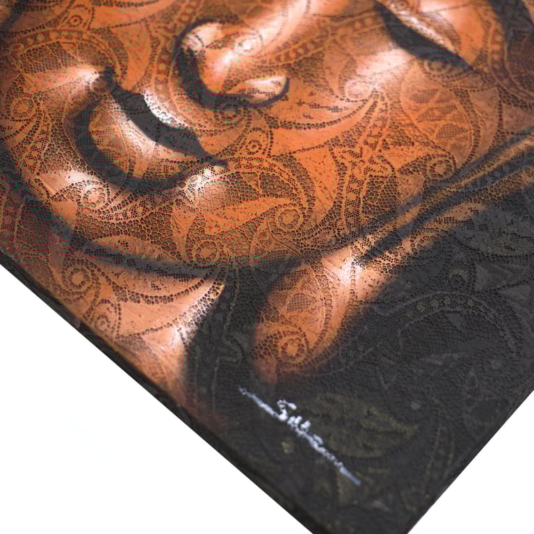Copper Brocade Buddha Painting - Elegant Artwork by Brand Name