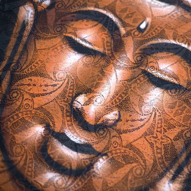Copper Brocade Buddha Painting - Elegant Artwork by Brand Name