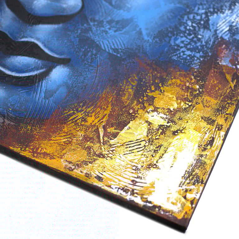 Abstract Blue-Face Buddha Painting - Artistic Decor for Home Interiors