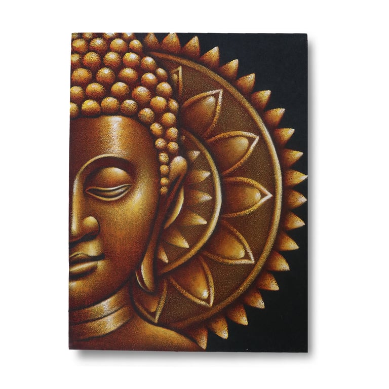 60x80cm Gold Half Buddha Mandala Artwork - Decorative Wall Art