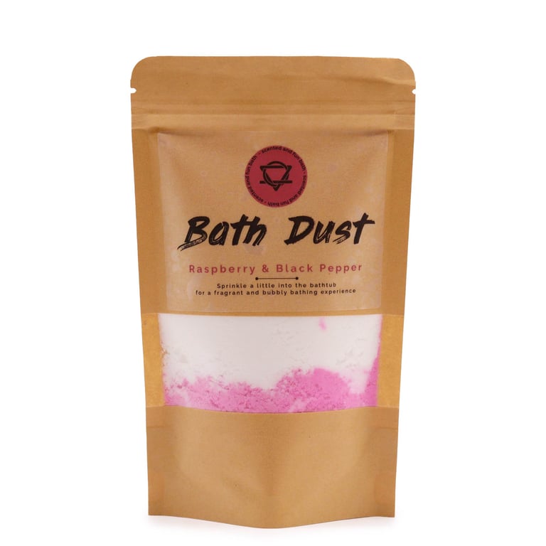Raspberry & Black Pepper Bath Dust 190g - Relaxing Scented Home Spa Treatment