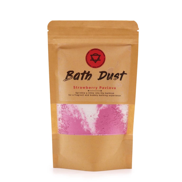 Strawberry Pavlova Bath Dust 190g - Soothing Strawberry Scented Detox Bath Soak for Relaxation and Skin Renewal