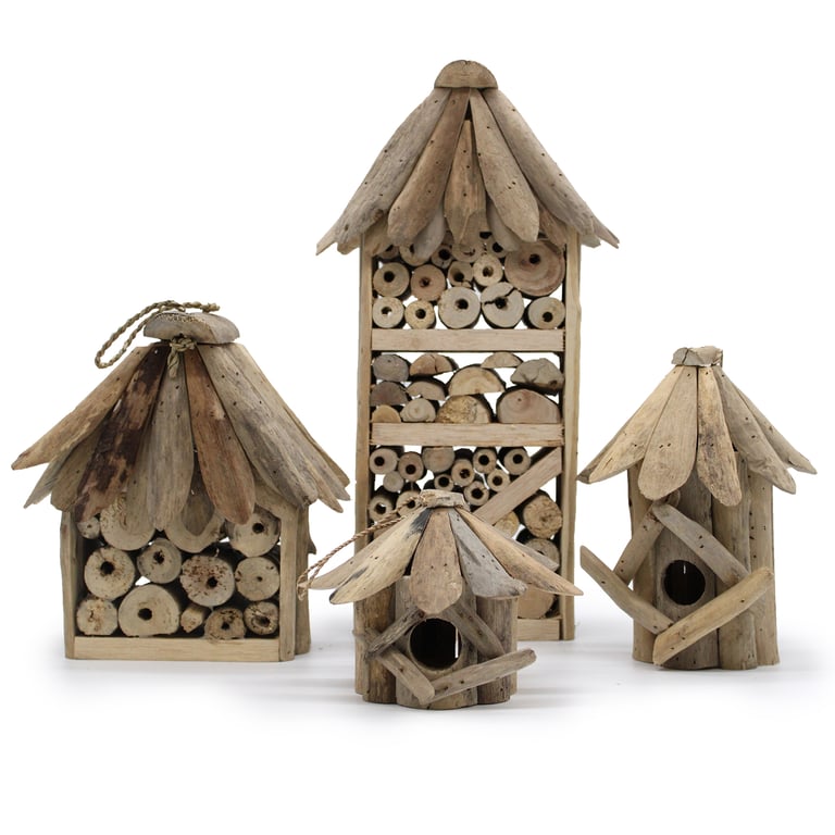 Bee & Insect Driftwood Box - Attracts Pollinators - Eco-Friendly Design