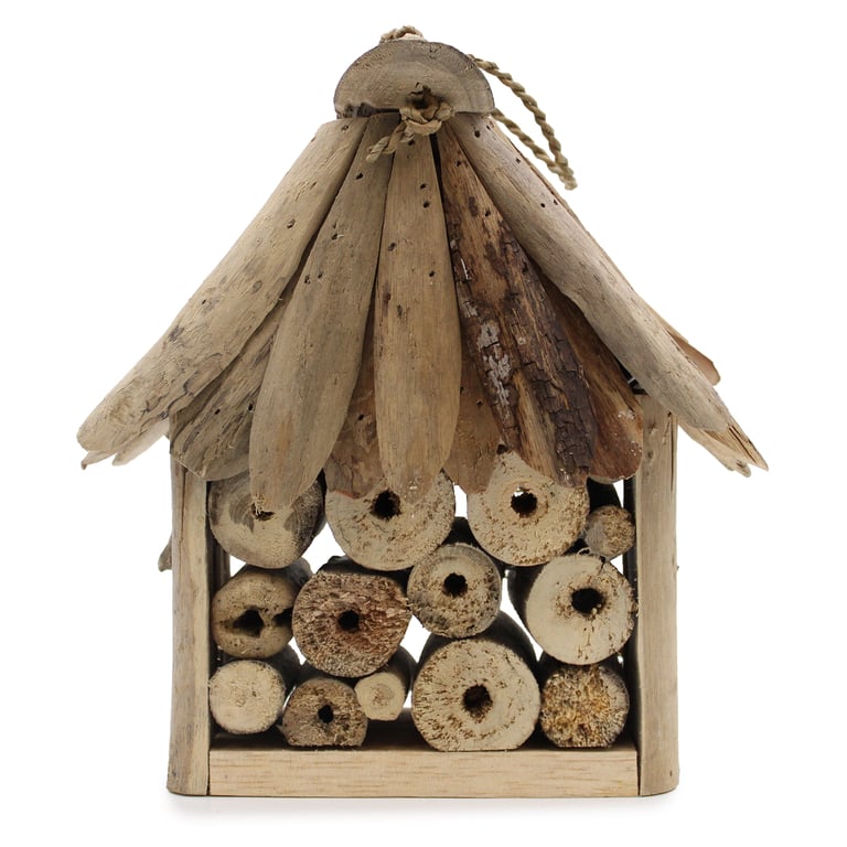 Bee & Insect Driftwood Box - Attracts Pollinators - Eco-Friendly Design
