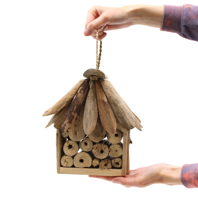 Bee & Insect Driftwood Box - Attracts Pollinators - Eco-Friendly Design