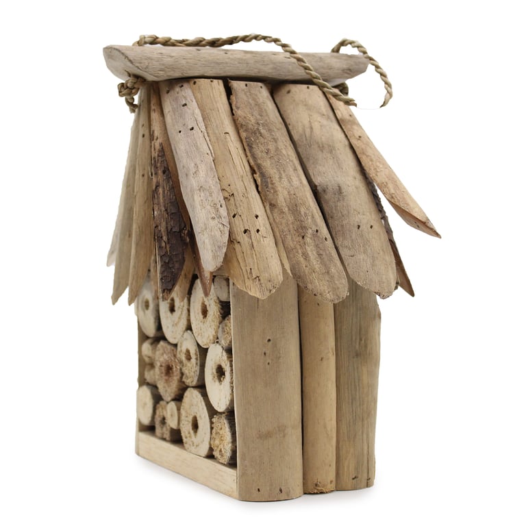 Bee & Insect Driftwood Box - Attracts Pollinators - Eco-Friendly Design