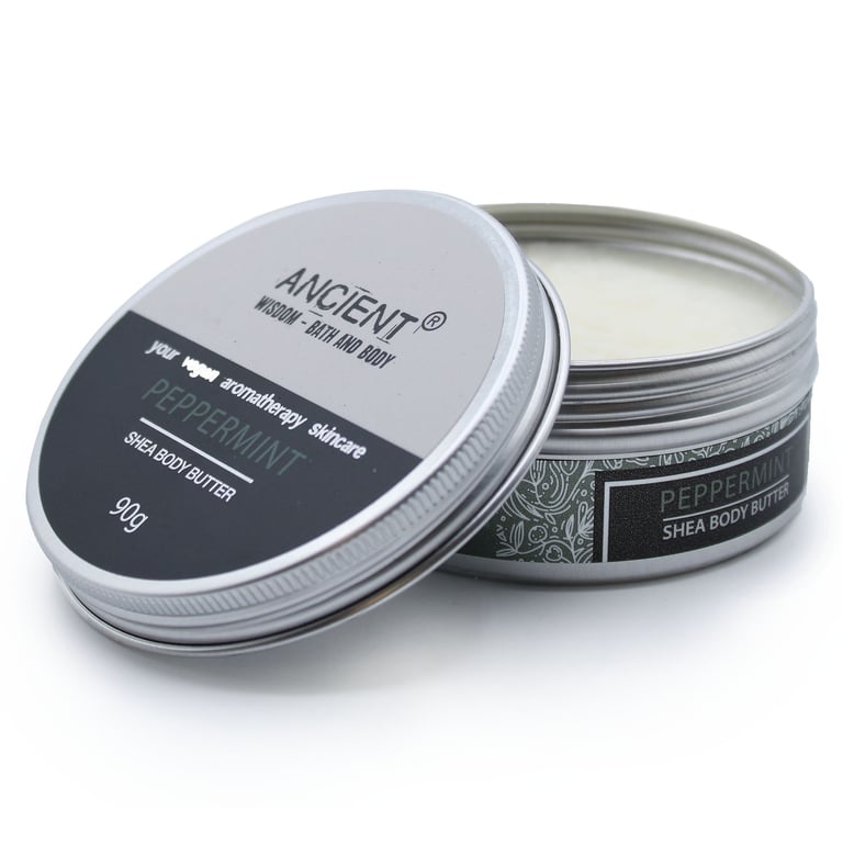 Aromatherapy Shea Body Butter 90g - Peppermint, Natural Moisturizer for Soft Skin