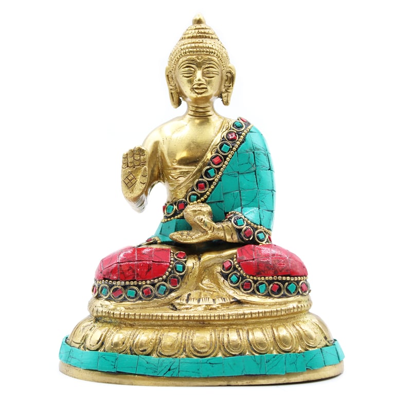 15cm Brass Buddha Figure (Blessing) - Antique Design