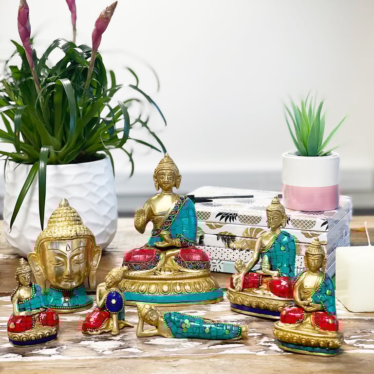 10cm Brass Lying Buddha Figure - Timeless Decor, Elegant Home Accessory