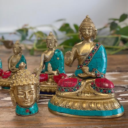 Large Brass Buddha Figure - 11.5 cm Head - Premium Quality