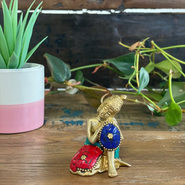 6.5 cm Brass Thinking Buddha Figure - Decorative Artwork by XYZ Brand