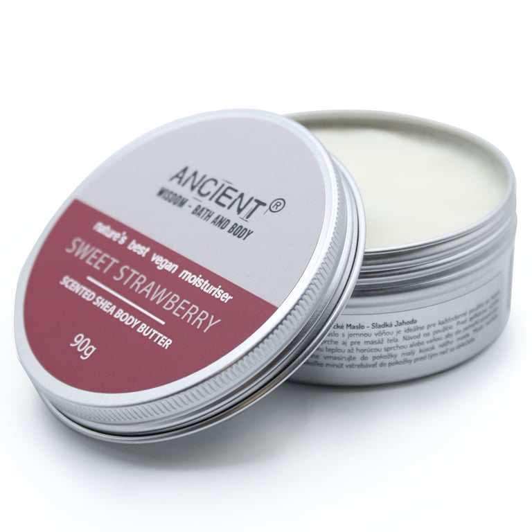 Scented Shea Body Butter - Sweet Strawberry 90g Shea Moisturizer for Dry Skin and Hydration