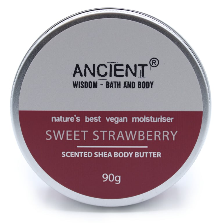 Scented Shea Body Butter - Sweet Strawberry 90g Shea Moisturizer for Dry Skin and Hydration