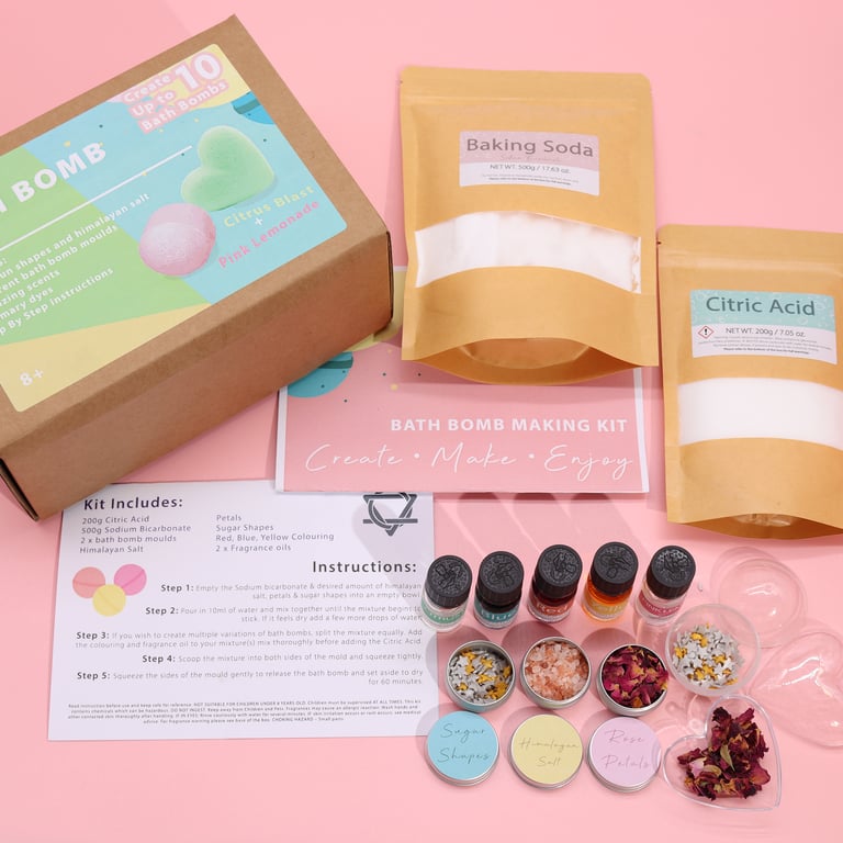 Bath Bomb Kit - Refreshing Pink Lemonade & Citrus Blast Aromas