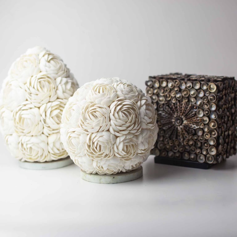 Square Boho Sea Shell Lamp (15cm) - Chocolate Twist Design