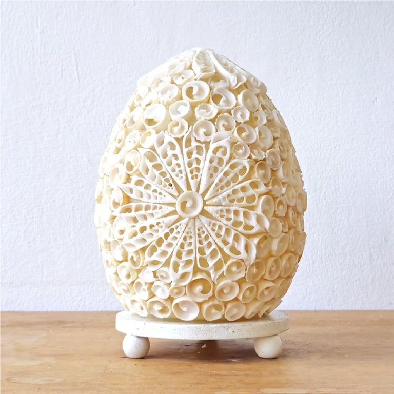 Oval Boho Sea Shell Lamp - Handcrafted Cut Art Design - 15cm (BohoSea)