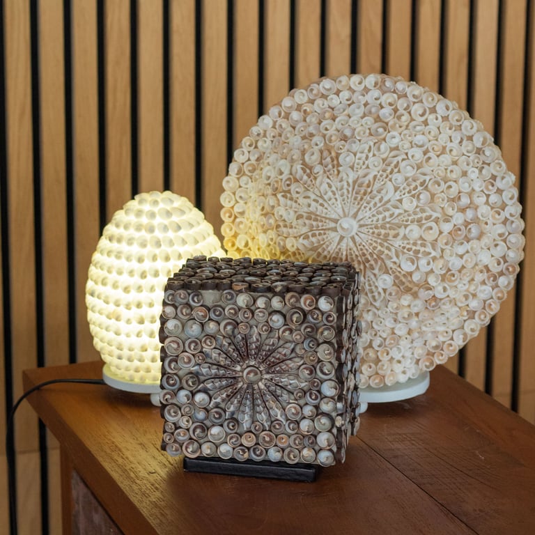 Oval Boho Sea Shell Lamp - Handcrafted Cut Art Design - 15cm (BohoSea)