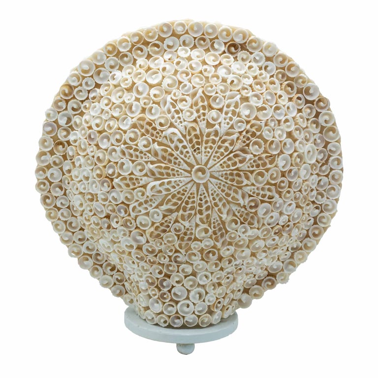 Large Round Boho Sea Shell Lamp (30cm) - Cut Art Shell Design