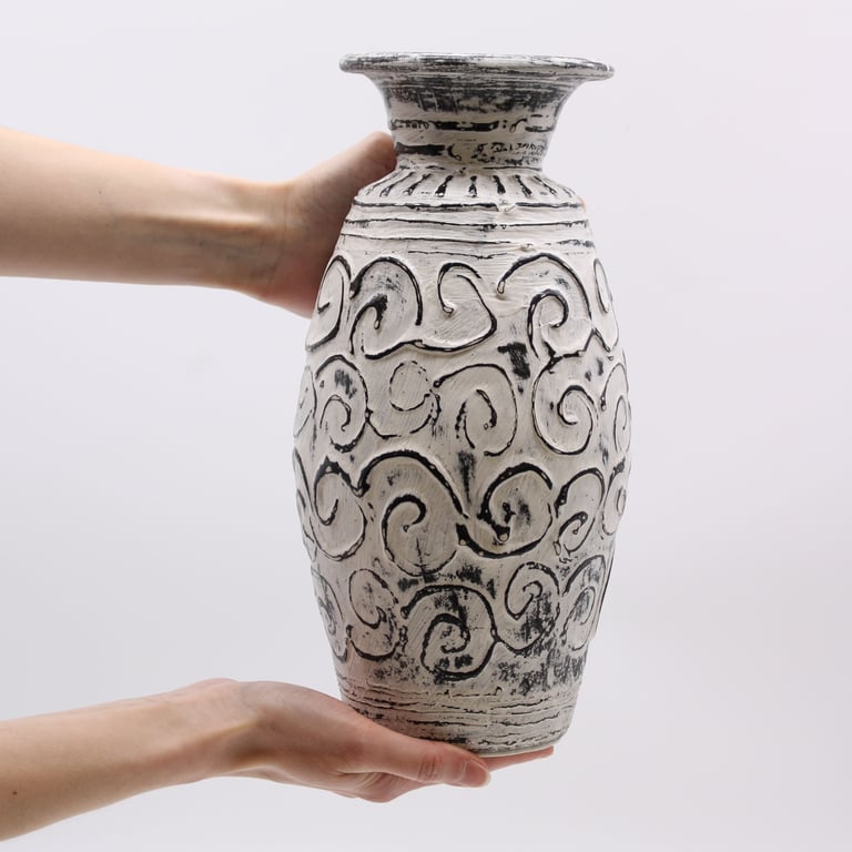 Swirls Shaped Cream Vase - Decorative & Unique Design by Brand Name