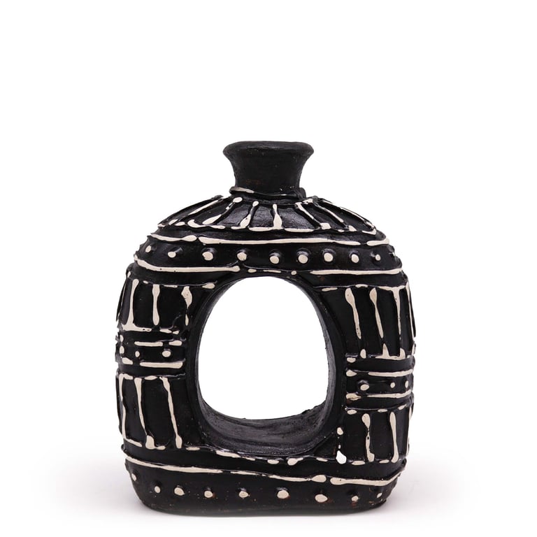 18cm Chocolate Oval Donut Vase - Decorative & Unique Design