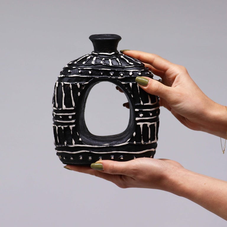 18cm Chocolate Oval Donut Vase - Decorative & Unique Design