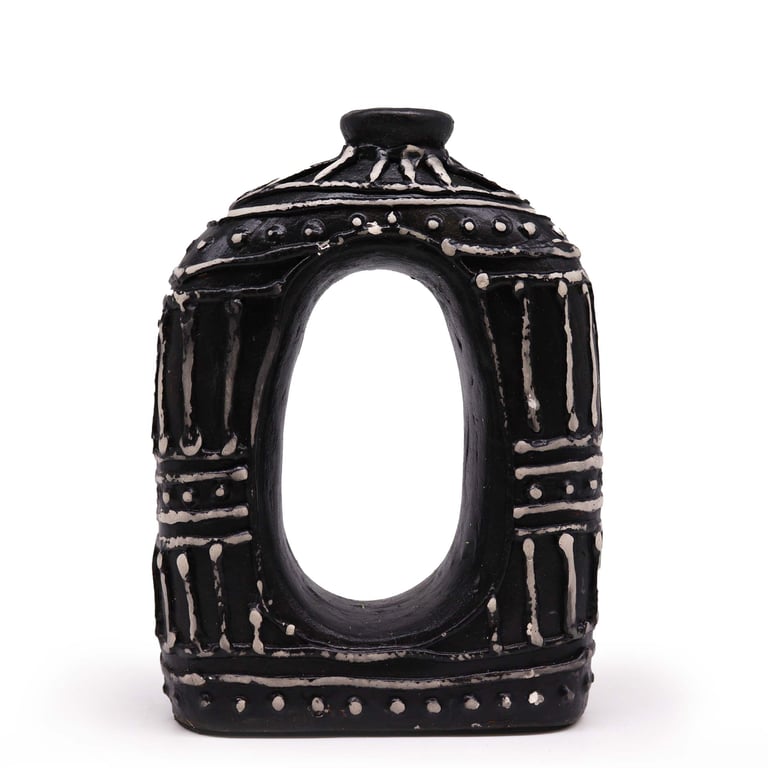 23cm Chocolate Oval Donut Vase - Decorative & Unique Design