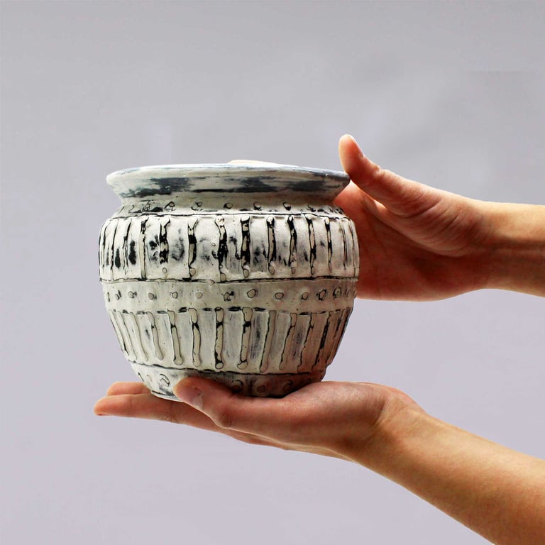 Greek Clay Pot 12cm Cream Plant Planter