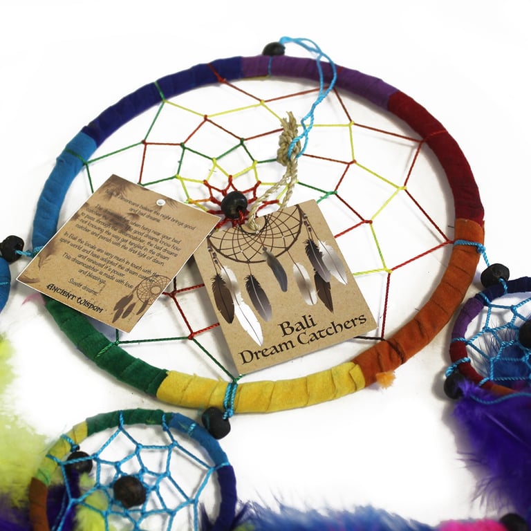 Bali Handmade Small Heart Dreamcatcher - Black/White/Red Boho Decoration