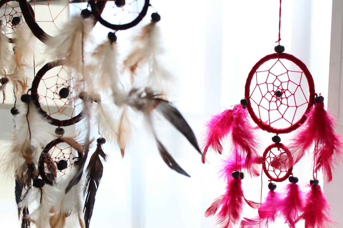 Handmade Bali Dreamcatcher - Small Round Turquoise/Pink/Purple Boho Decor