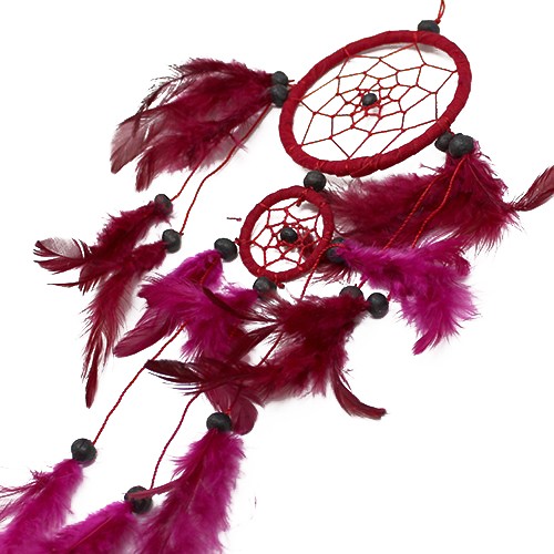 Medium Round Bali Dreamcatcher (Black/White/Red) - Artisan Crafted