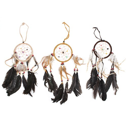 Medium Round Bali Dreamcatcher (Cream/Coffee/Choc) - Handcrafted Artisan Decor