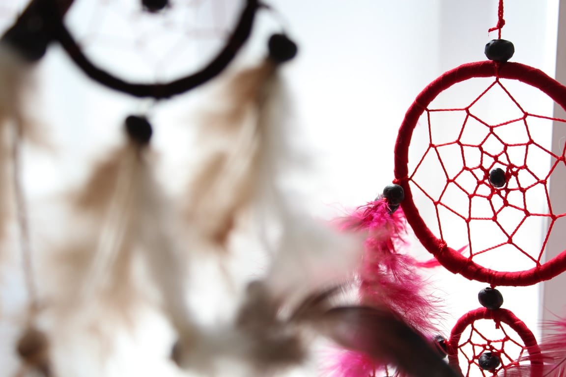 Large Round Turquoise Dreamcatcher (Bali) - Turq/Pink/Purp