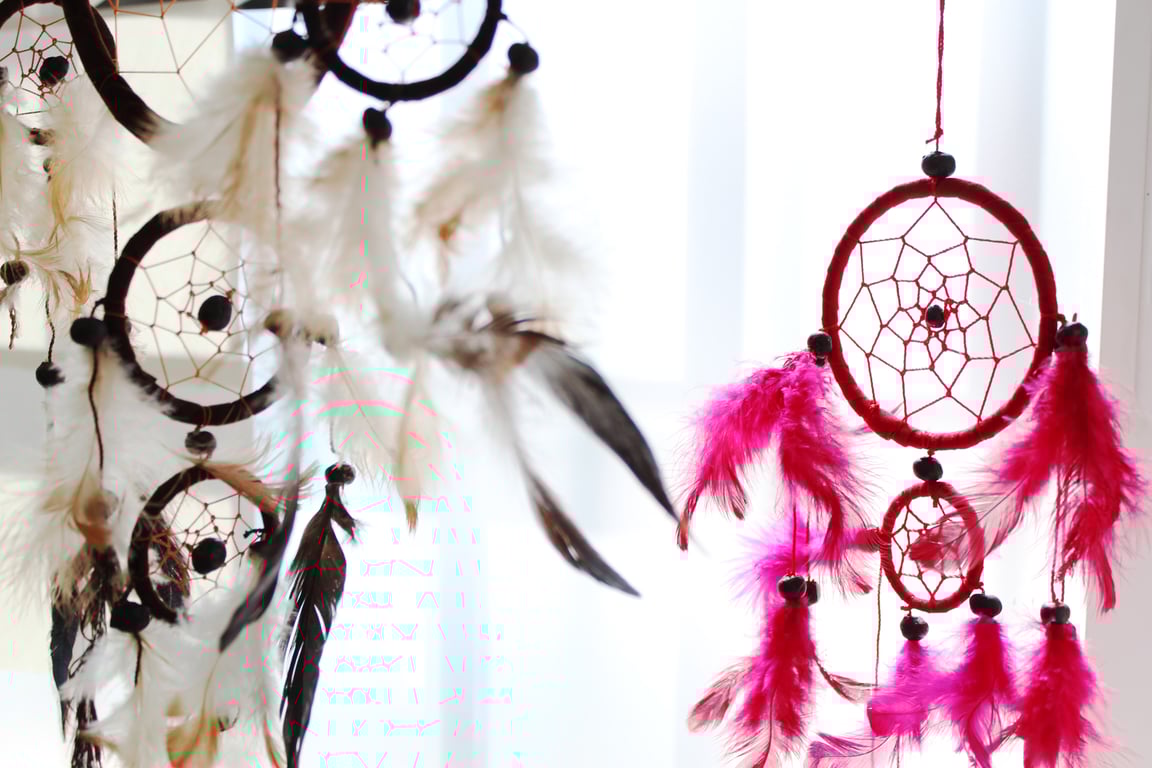 Large Rainbow Round Bali Dreamcatcher - Decorative Artwork