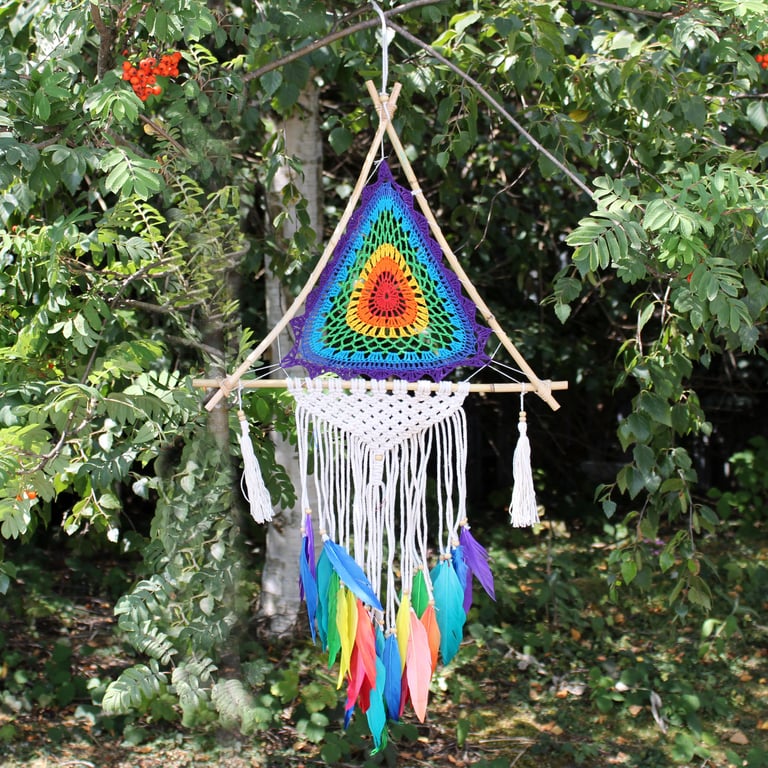 Large Multi Pyramid Bali Dreamcatcher - Handcrafted Decor by Brand Name