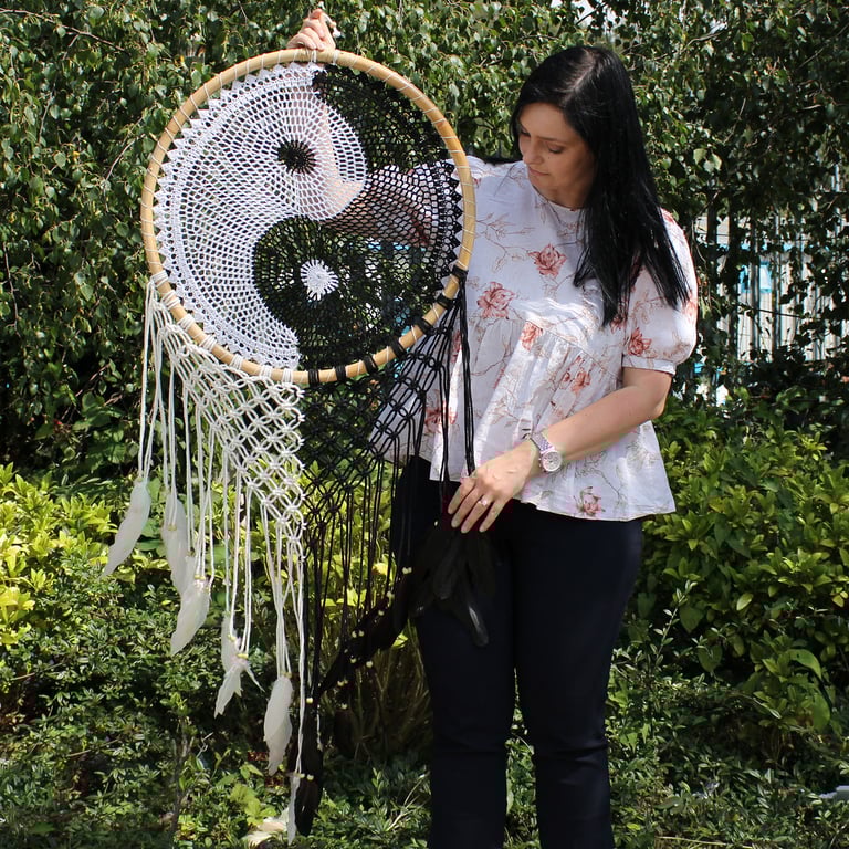 Extra Large Ying Yang Dream Catcher (Bali Style) - 50cm Diameter