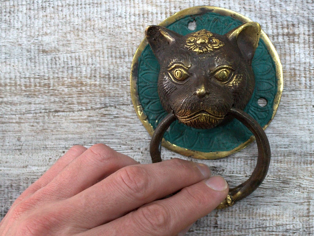 Brass Tiger Head Door Knocker - Decorative & Unique Design