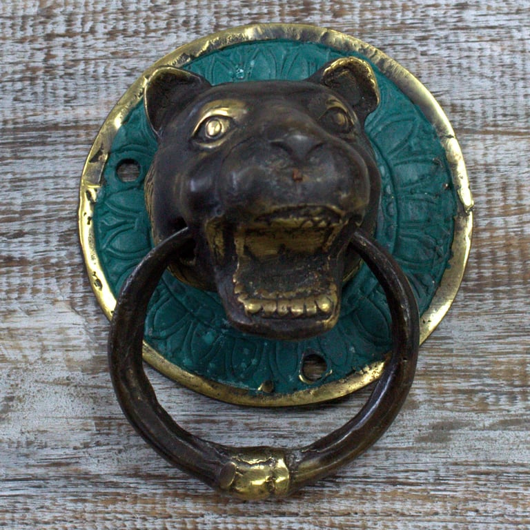 Brass Tiger Head Door Knocker - Decorative & Unique Design