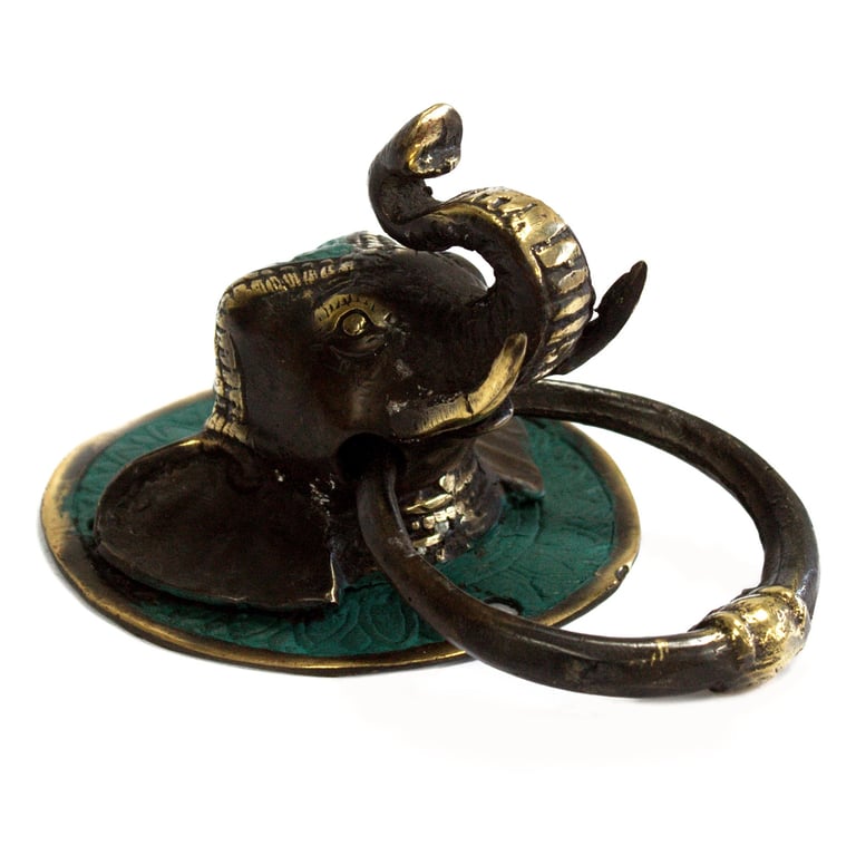 Brass Elephant Head Door Knocker - Elegant Home Decor Accessory